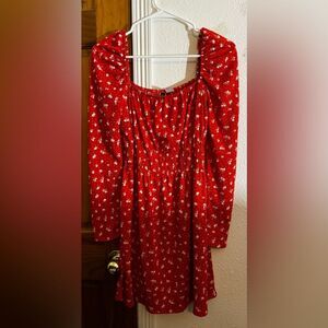 H&M Divided Red Orange Floral Off 
Shoulder Mid Size M